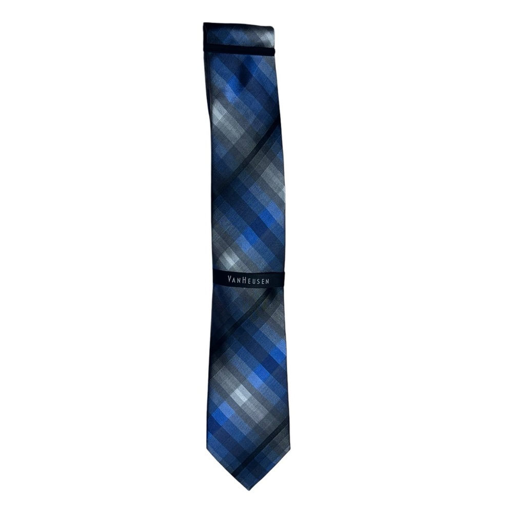 Van Heusen Blue and Gray Plaid Tie